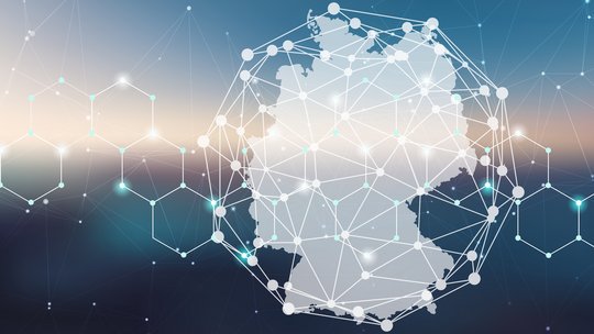 Deutschland Stilisierte Deutschland Karte mit netzwerk grafing darüber
